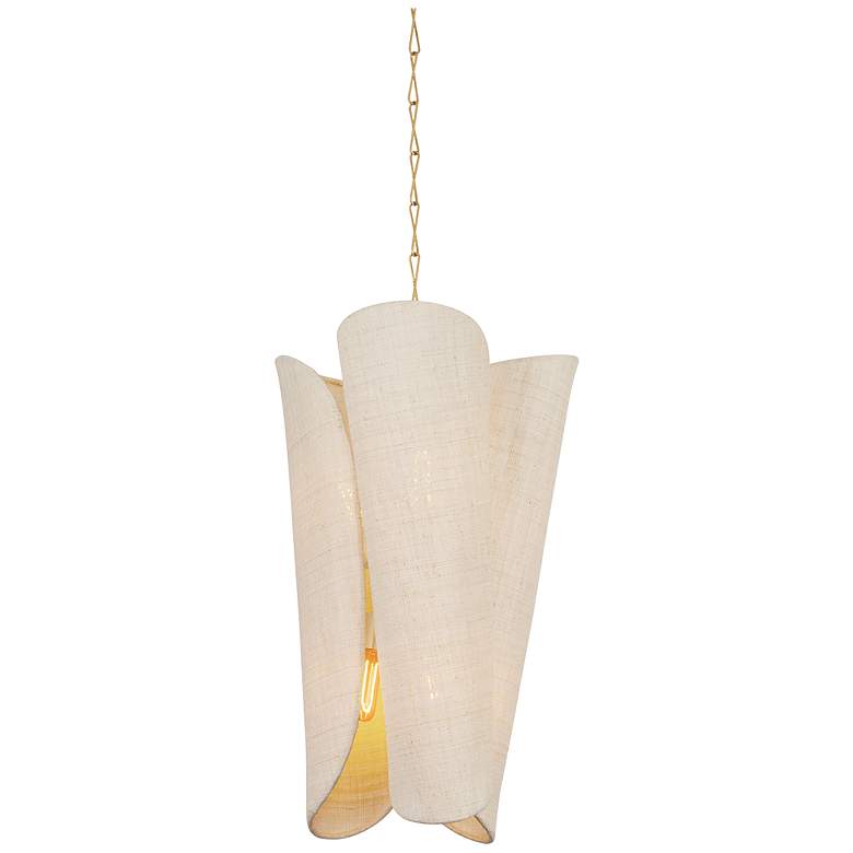 Image 1 Springhill 20" Wide Gold Leaf Pendant Light w/ Woven Shade