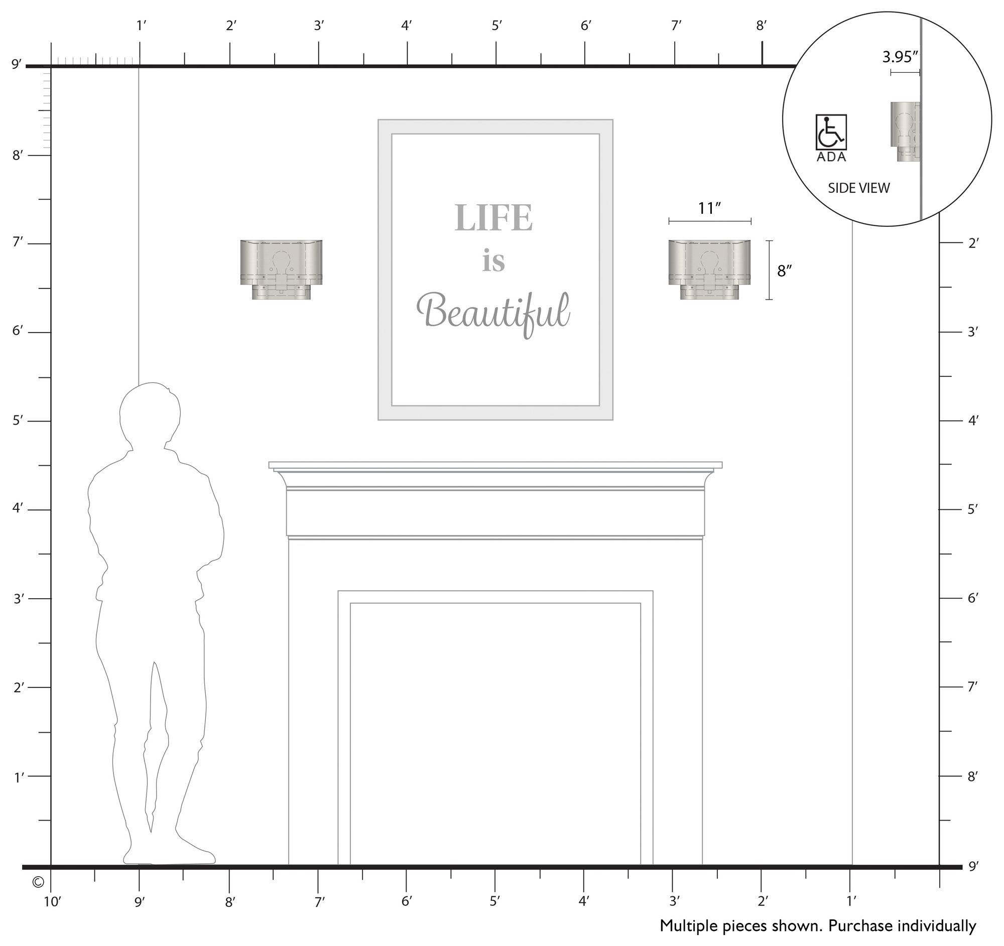Springview 1 Light Brushed Nickel ADA Sconce with Metal Shade