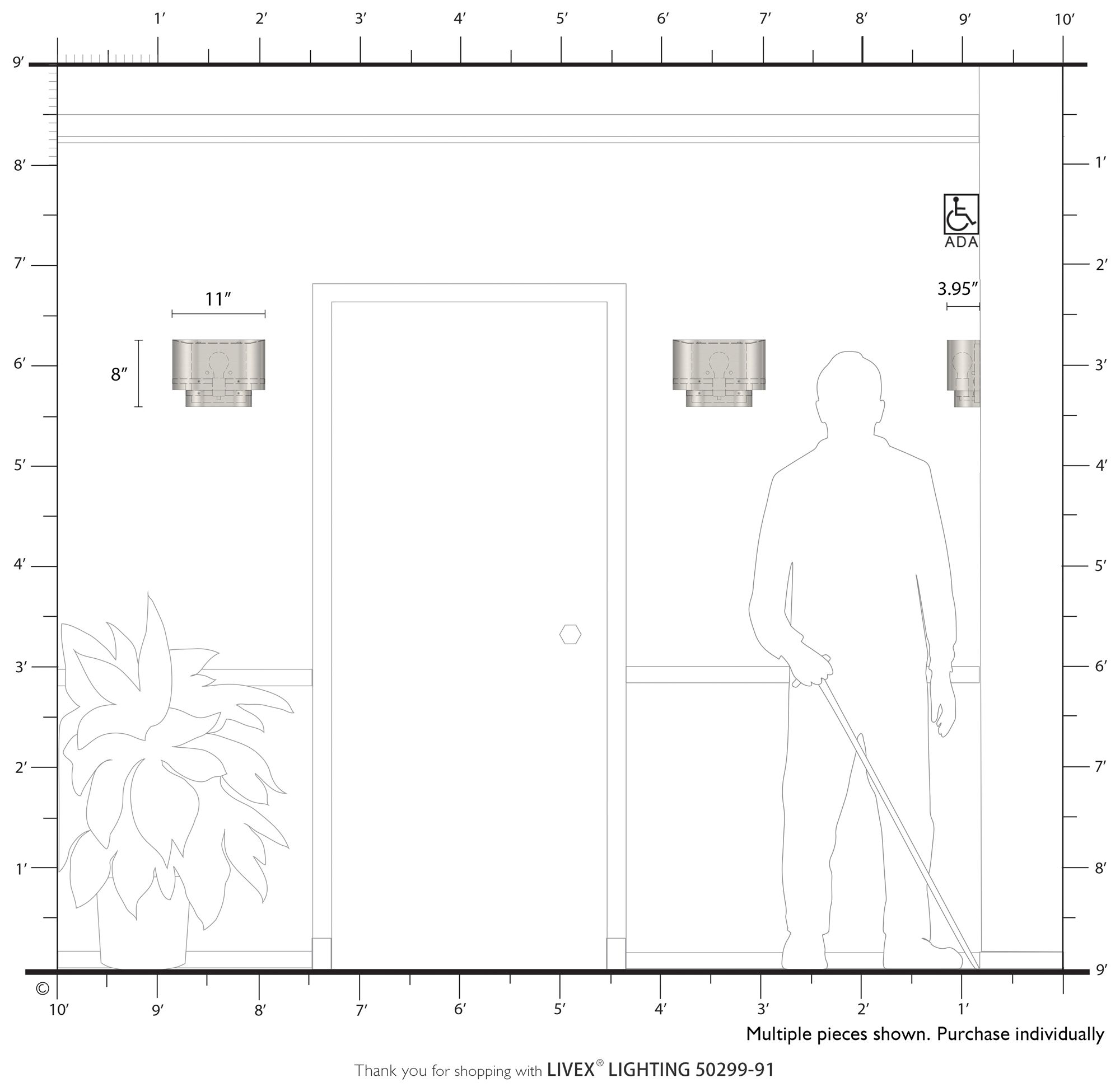 Image 3 Springview 1 Light Brushed Nickel ADA Sconce with Metal Shade more views
