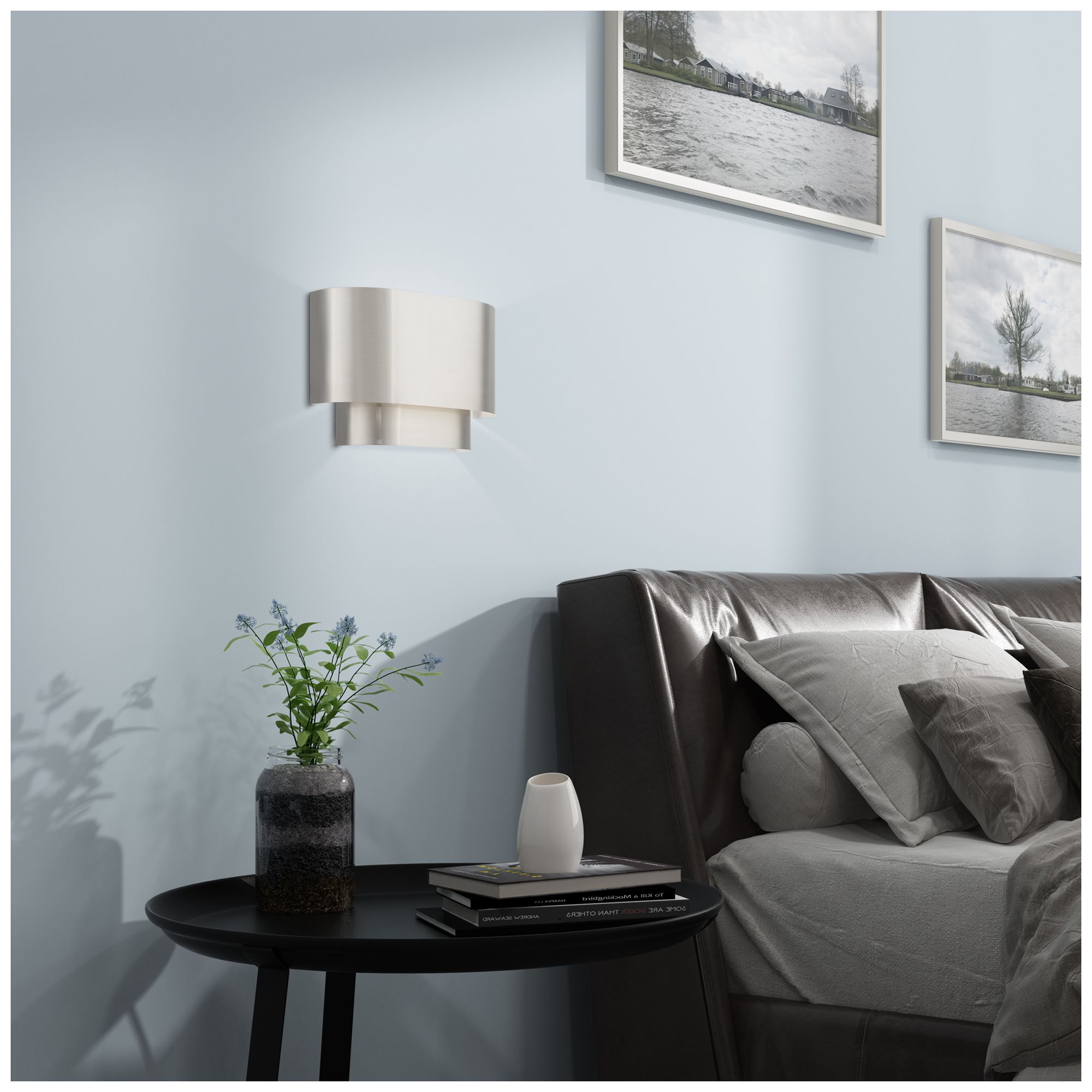Image 7 Springview 1 Light Brushed Nickel ADA Sconce with Metal Shade more views