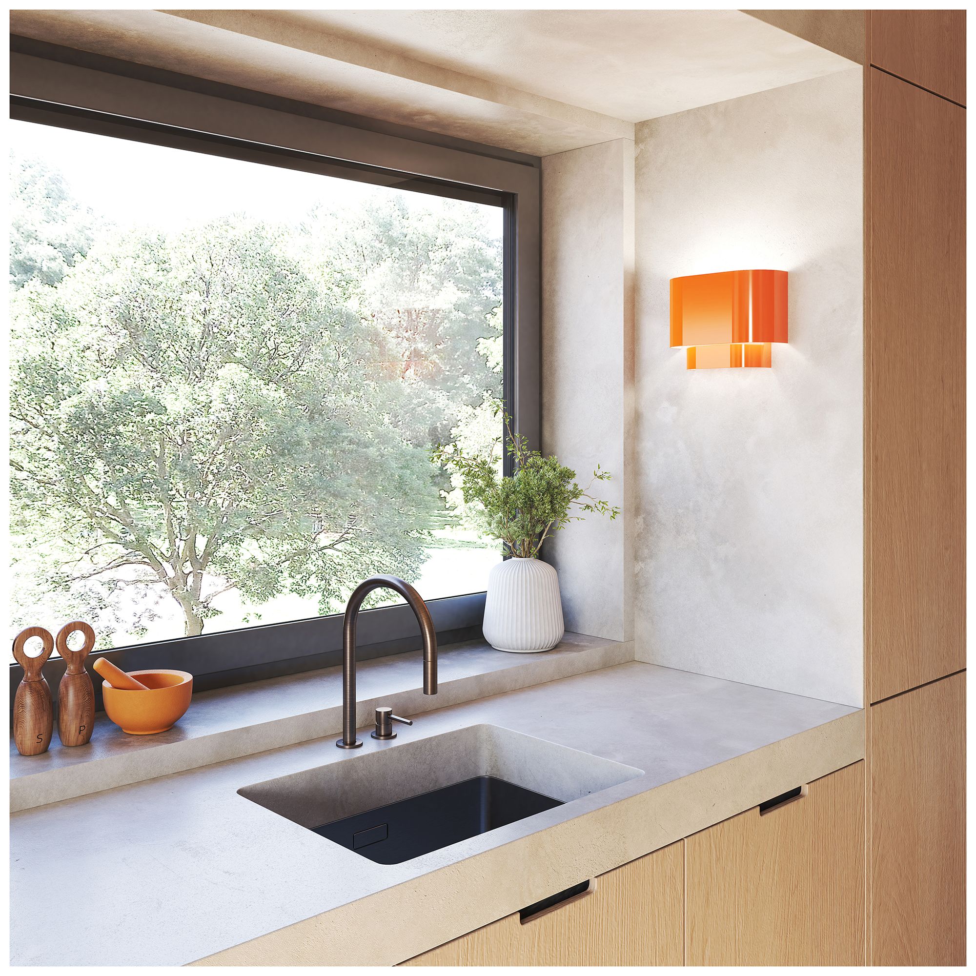 Image 6 Springview 1 Light Shiny Orange ADA Sconce with Shiny Orange Metal Shade more views