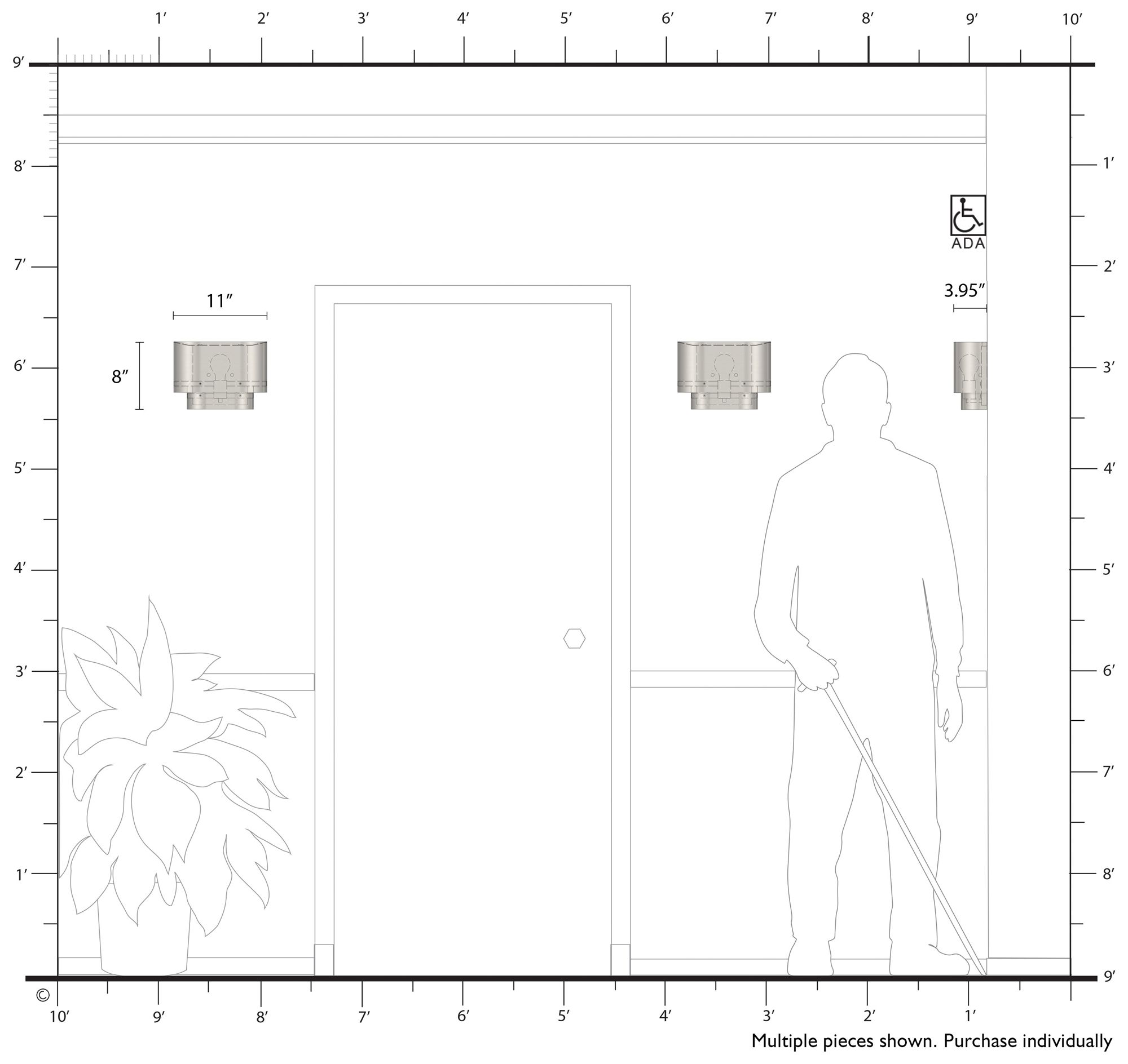 Springview 1 Light Shiny Orange ADA Sconce with Shiny Orange Metal Shade