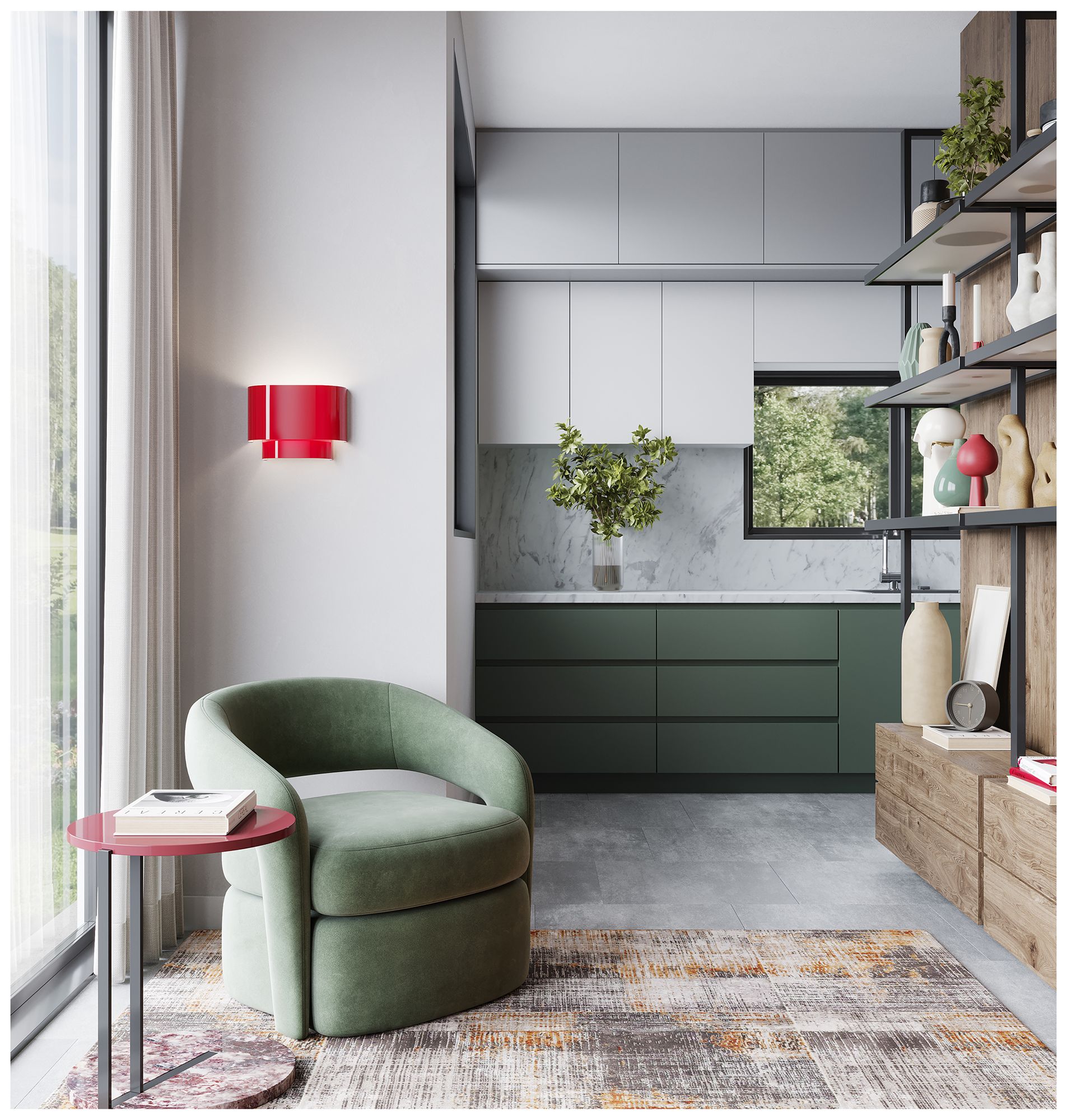 Image 6 Springview 1 Light Shiny Red ADA Sconce with Shiny Red Metal Shade more views