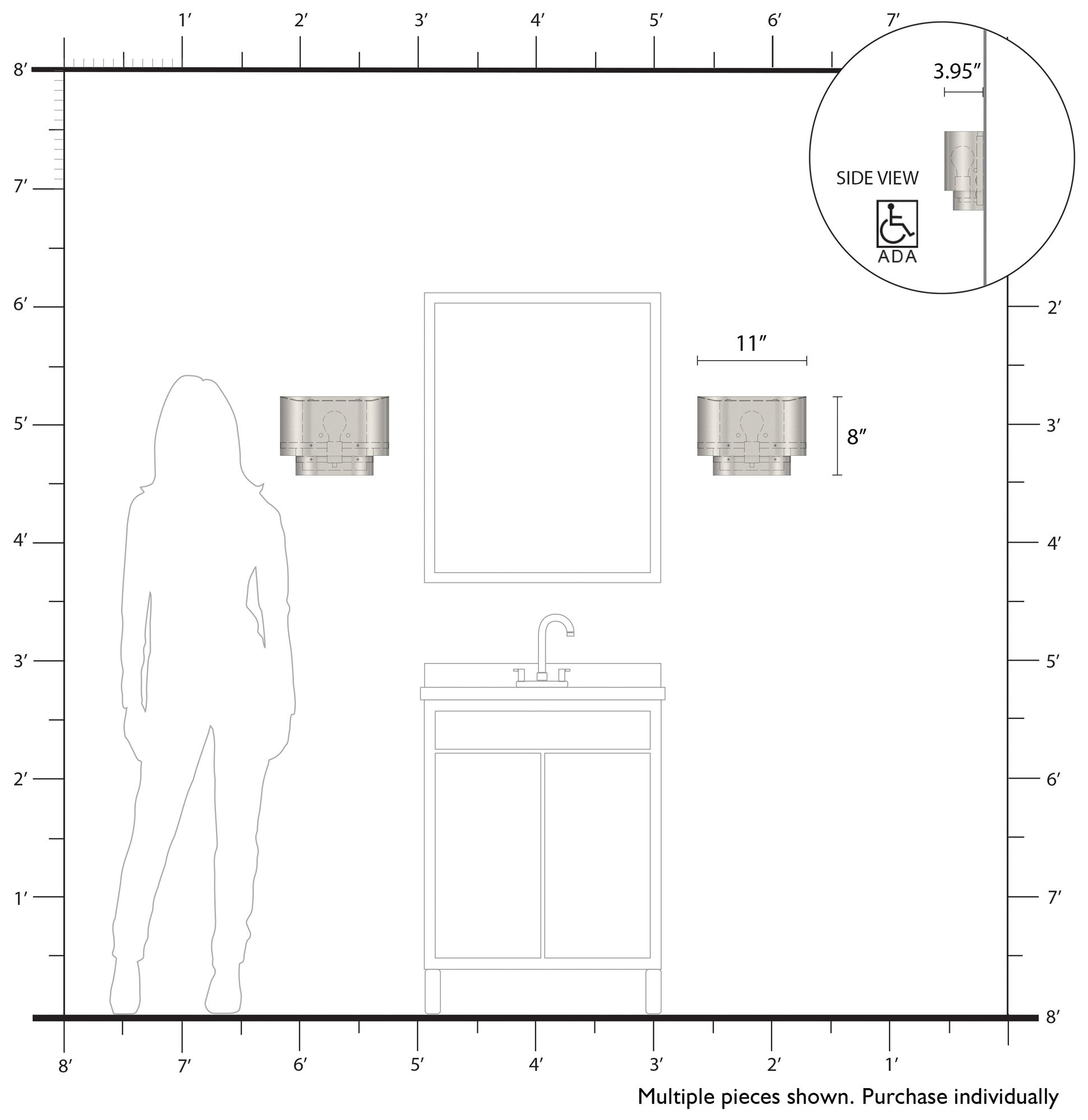 Springview 1 Light Shiny Yellow ADA Sconce with Shiny Yellow Metal Shade