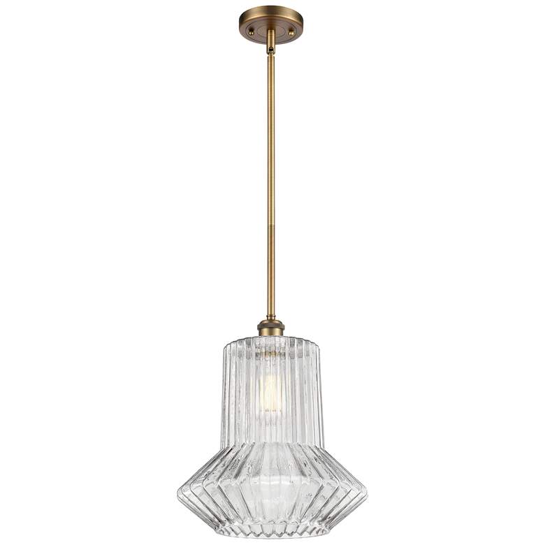 Image 1 Springwater 12" LED Mini Pendant - Brushed Brass - Clear Spiral Fluted