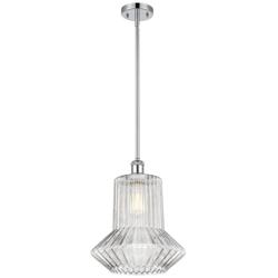 Springwater 12" LED Mini Pendant - Polished Chrome - Clear Spiral Flut