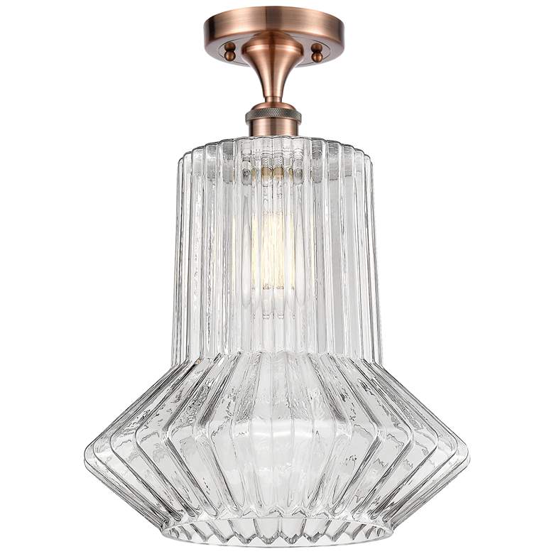 Image 1 Springwater 12" Wide Copper Semi Flush Mount w/ Clear Spiral Fluted Sh