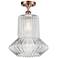 Springwater 12" Wide Copper Semi Flush Mount w/ Clear Spiral Fluted Sh