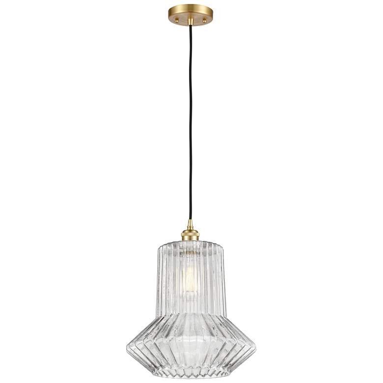 Image 1 Springwater 12" Wide Gold Corded Mini Pendant w/ Clear Spiral Fluted S