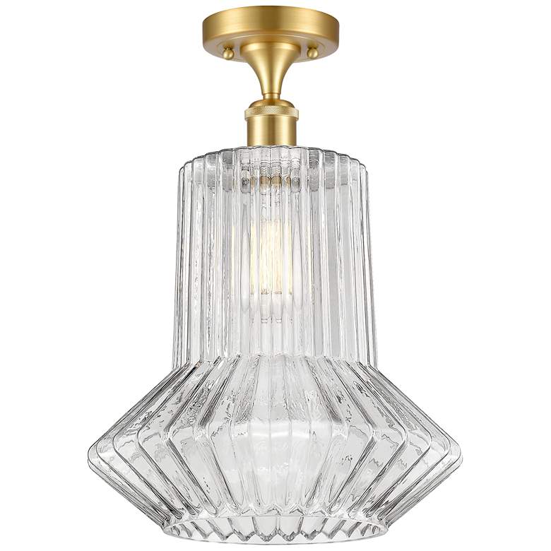 Image 1 Springwater 12" Wide Gold Semi Flush Mount w/ Clear Spiral Fluted Shad