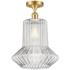Springwater 12" Wide Gold Semi Flush Mount w/ Clear Spiral Fluted Shad