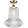 Springwater 12"W Antique Brass Semi Flush Mount w/ Spiral Fluted Shade