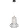 Springwater 12"W Black Brass Stem Mini Pendant w/ Clear Spiral Fluted