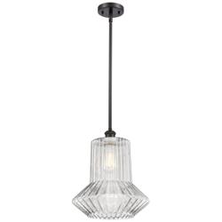 Springwater 12"W Bronze Stem Hung Mini Pendant w/ Clear Spiral Fluted