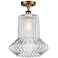 Springwater 12"W Brushed Brass Semi Flush Mount w/ Spiral Fluted Shade