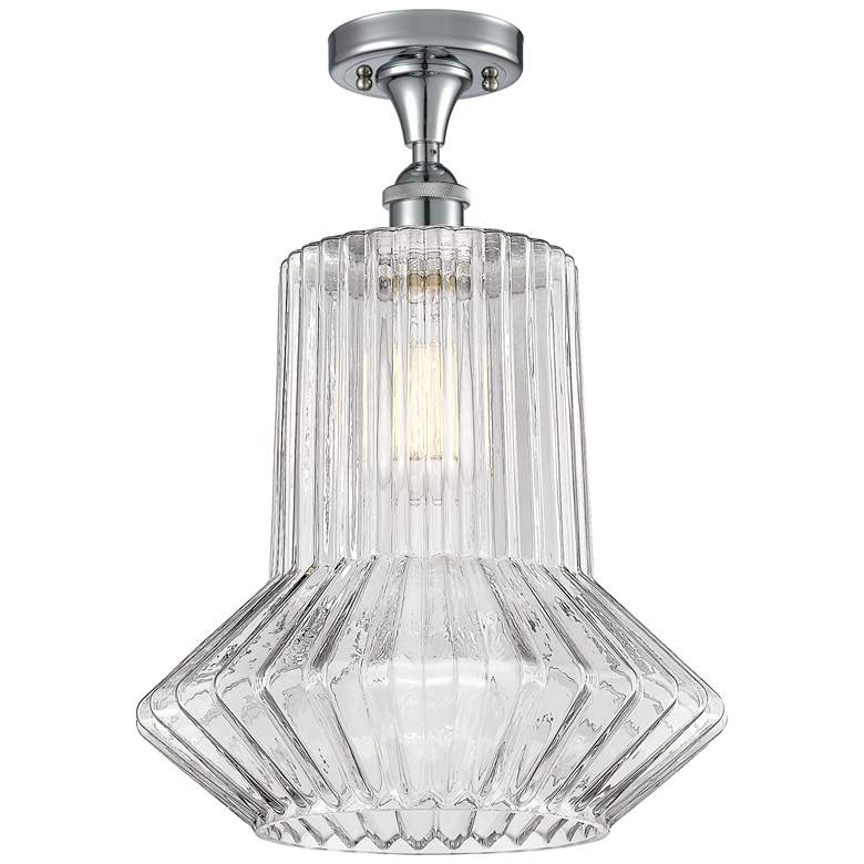 Image 1 Springwater 12"W Chrome Semi Flush Mount w/ Clear Spiral Fluted Shade