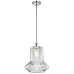 Springwater 12"W Chrome Stem Hung Mini Pendant w/ Clear Spiral Fluted