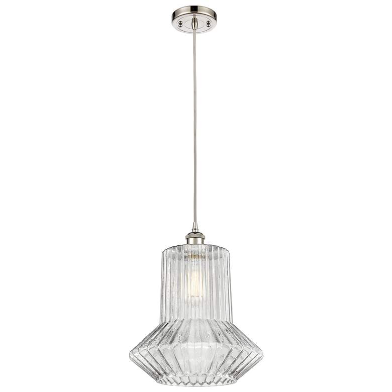 Image 1 Springwater 12"W Polished Nickel Corded Mini Pendant w/ Spiral Fluted