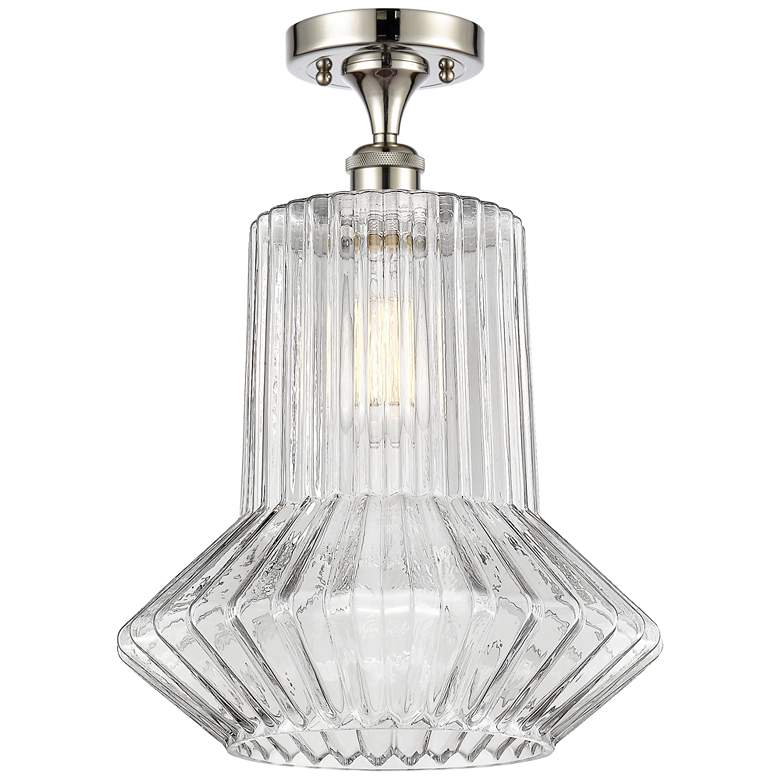 Image 1 Springwater 12"W Polished Nickel Semi Flush Mount w/ Spiral Fluted Sha