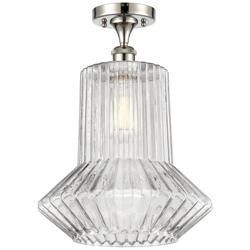 Springwater 12"W Polished Nickel Semi Flush Mount w/ Spiral Fluted Sha