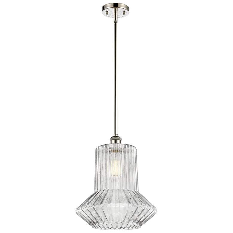 Image 1 Springwater 12"W Polished Nickel Stem Mini Pendant w/ Spiral Fluted Sh