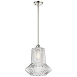 Springwater 12"W Polished Nickel Stem Mini Pendant w/ Spiral Fluted Sh