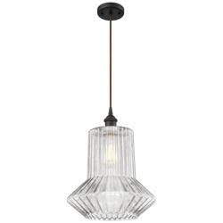 Springwater 12" LED Mini Pendant - Oil Rubbed Bronze - Clear Spiral Fluted