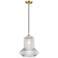 Springwater 12" LED Mini Pendant - Satin Gold - Clear Spiral Fluted Shade