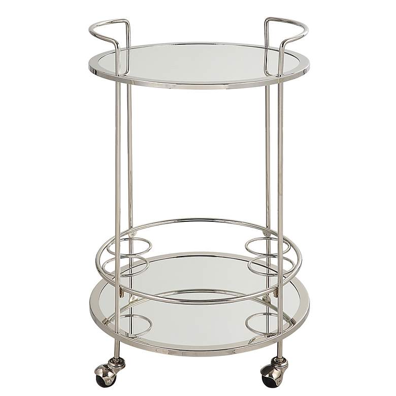 Image 1 Spritz 18 inch Wide Polished Chrome 2-Shelf Rolling Bar Cart