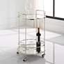 1_Spritz 18" Wide Polished Chrome 2-Shelf Rolling Bar Cart