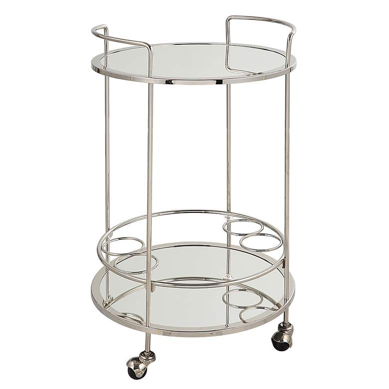 Image 3 Spritz 18" Wide Polished Chrome 2-Shelf Rolling Bar Cart more views