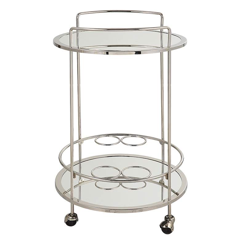 Image 4 Spritz 18" Wide Polished Chrome 2-Shelf Rolling Bar Cart more views
