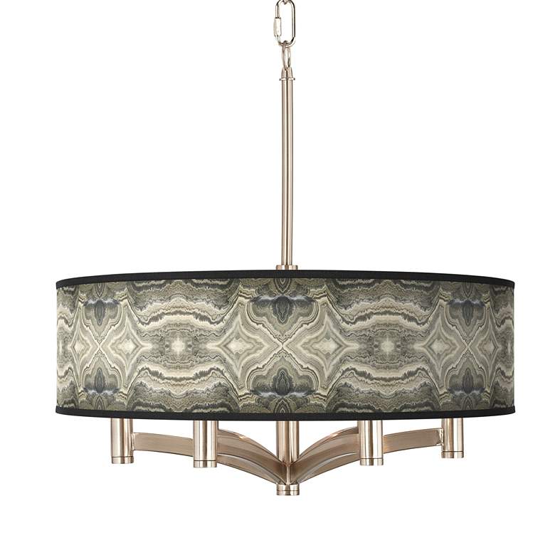 Image 1 Sprouting Marble Ava 6-Light Nickel Pendant Chandelier