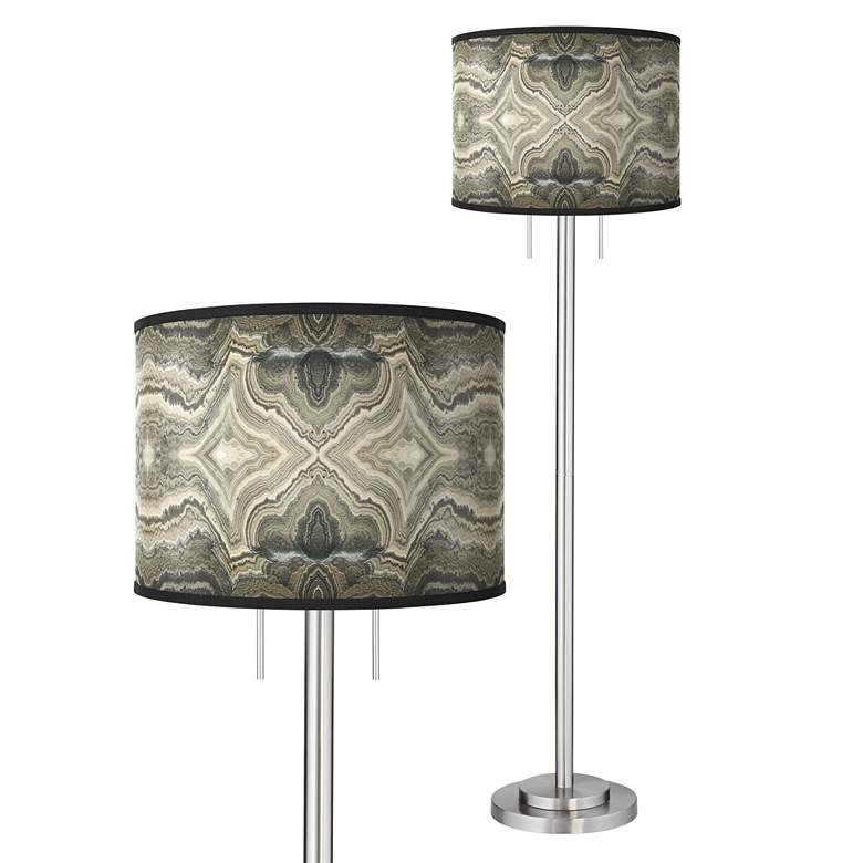 Image 1 Sprouting Marble Giclee Brushed Nickel Garth Floor Lamp