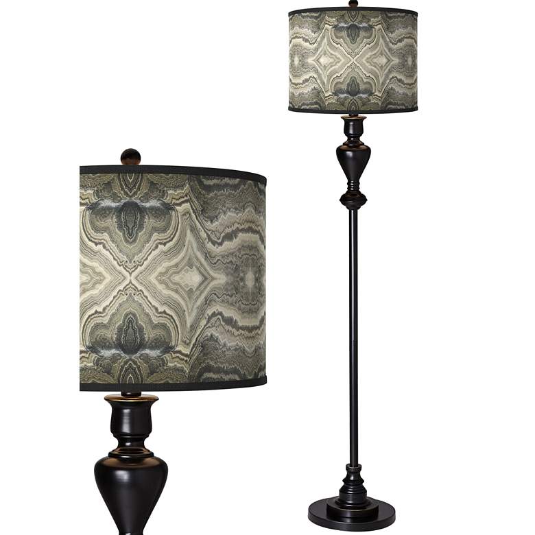 Image 1 Sprouting Marble Giclee Glow Black Bronze Floor Lamp