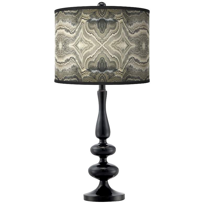 Sprouting Marble Giclee Paley Black Table Lamp
