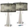 Sprouting Marble Vicki Brushed Nickel USB Table Lamps Set of 2