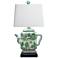 Spruce 16"H Green and White Chinoiserie Teapot Table Lamp