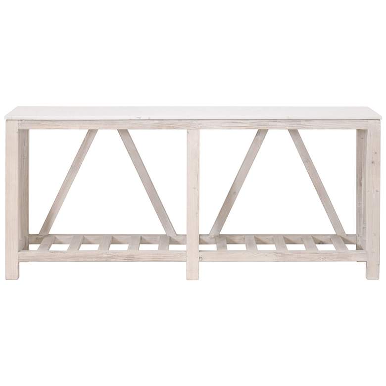 Image 1 Spruce Console Table, White Wash Pine, White Quartz