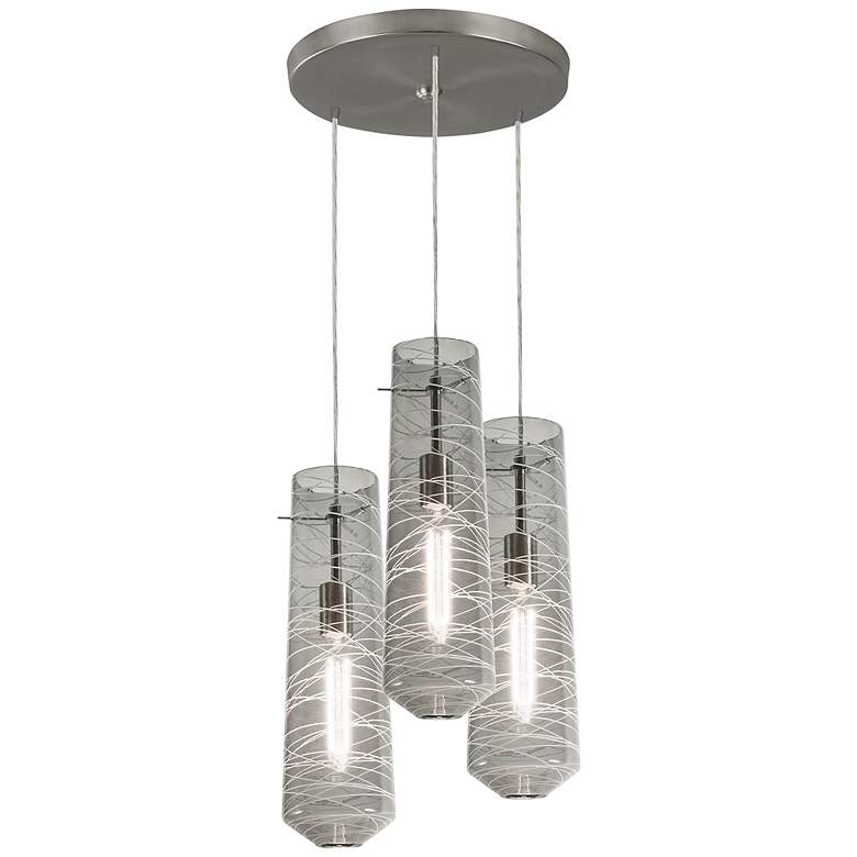 Image 1 Spun 3 Light Round Pendant - Smoke Shades