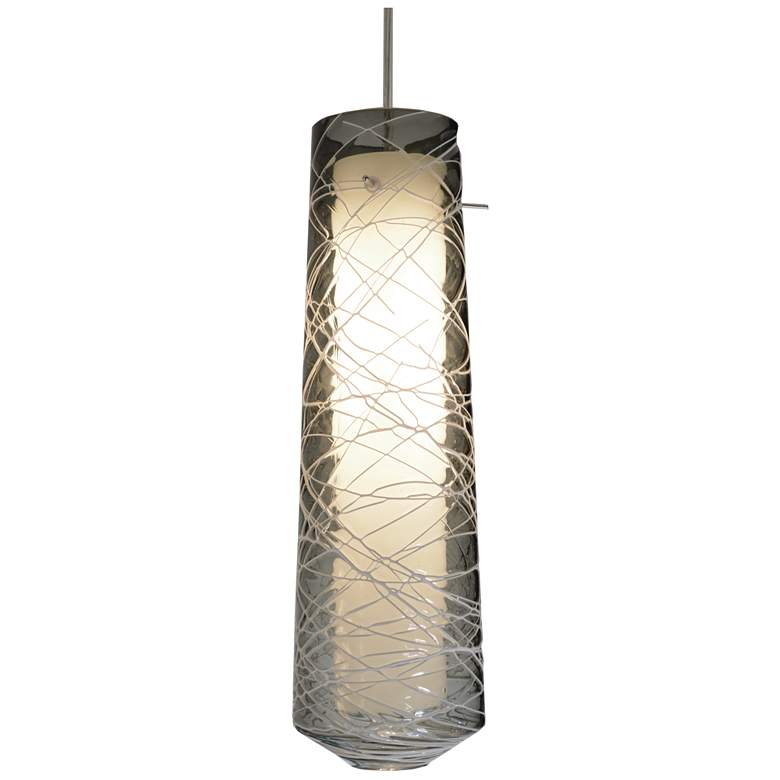 Image 1 Spun 5" Wide Satin Nickel LED Mini Pendant and Smoke Glass
