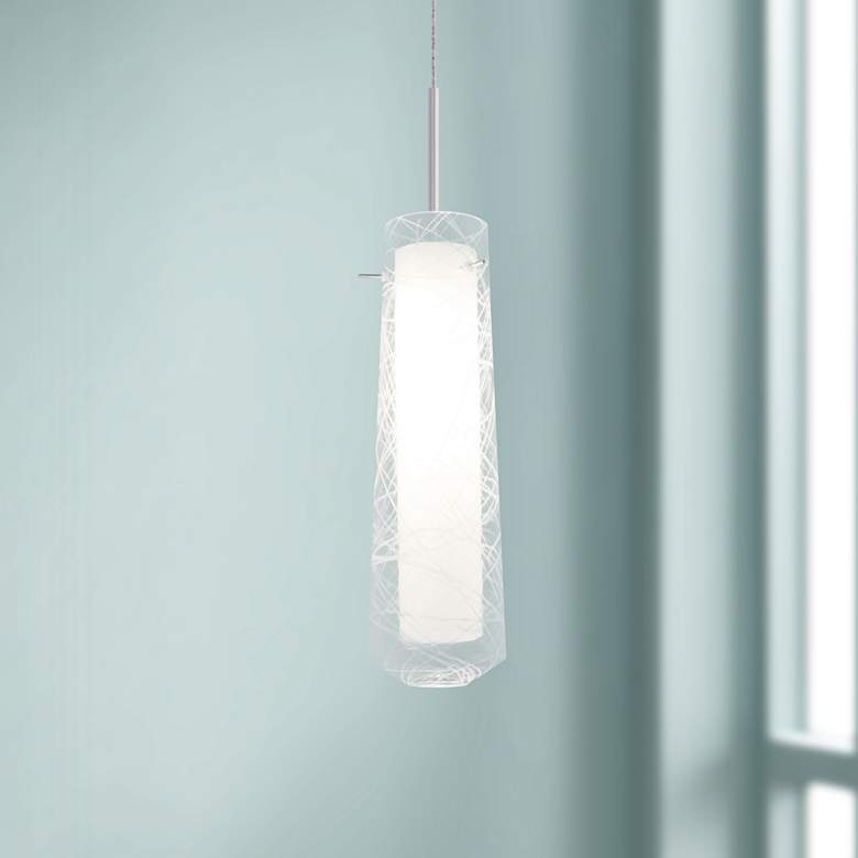 Image 1 Spun 5" Wide Satin Nickel LED Mini Pendant with Clear Glass