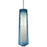 Spun 5"W Satin Nickel LED Mini Pendant with Steel Blue Glass