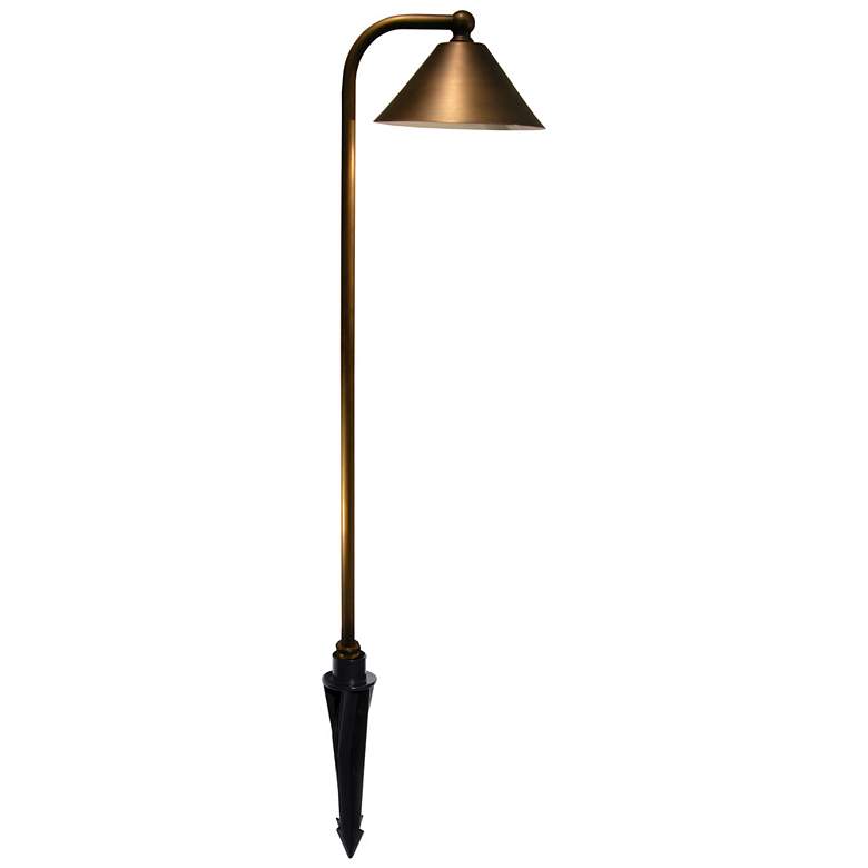 Image 1 Spun Brass Acid Rust Hat 22" High LED Landscape Path Light