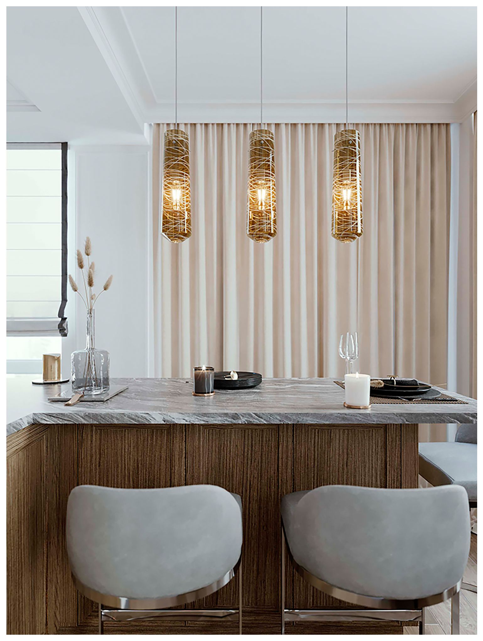 Image 2 Spun Pendant - Satin Nickel - Smoke more views