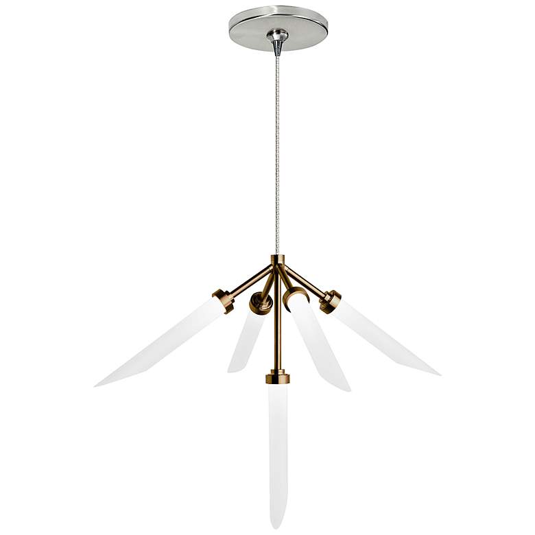 Image 1 Spur 20 inchW Aged Brass and Nickel LED Freejack Pendant Light