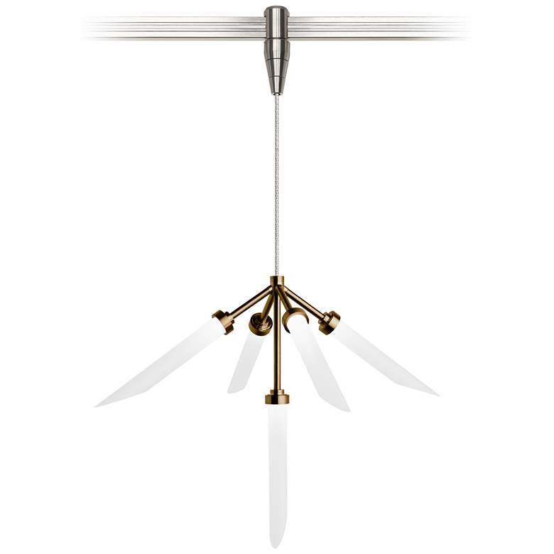 Image 1 Spur 20"W Aged Brass and Nickel LED Monorail Pendant Light