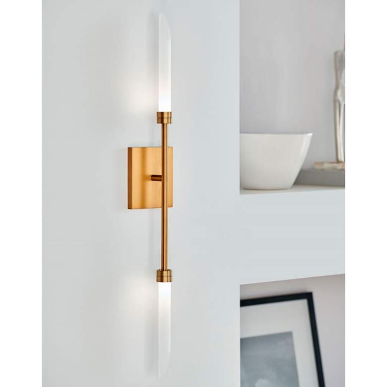 Image 1 Spur 29 3/4 inch High Aged Brass 2-Light LED Wall Sconce