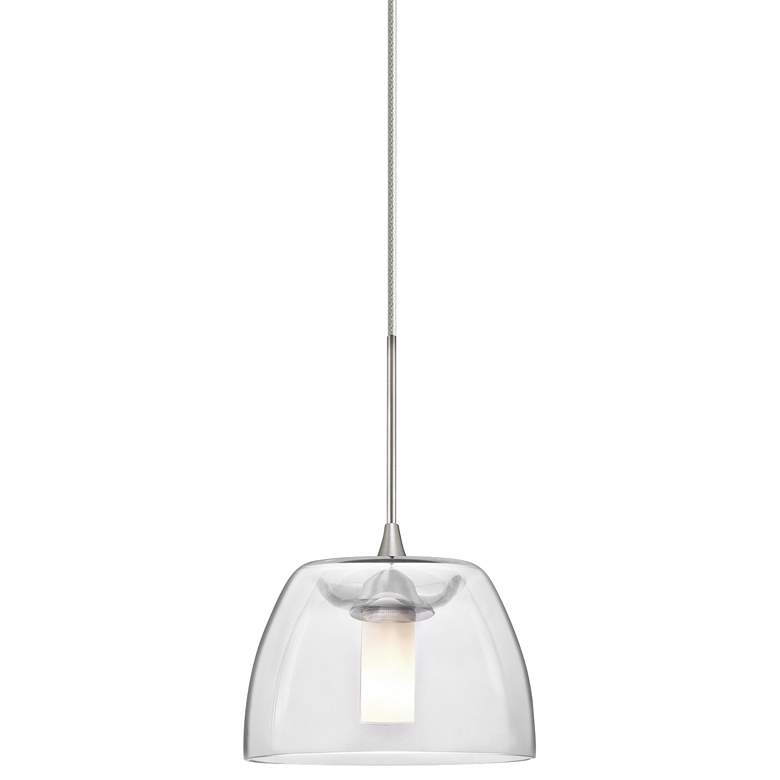Image 3 Spur 5 1/2 inchW Satin Nickel Clear Glass LED Mini Pendant more views