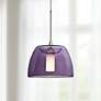 Spur 5 1/2"W Satin Nickel Purple Glass LED Mini Pendant